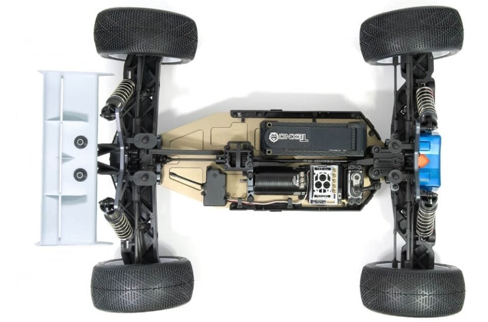 Top view of disassembled remote control car